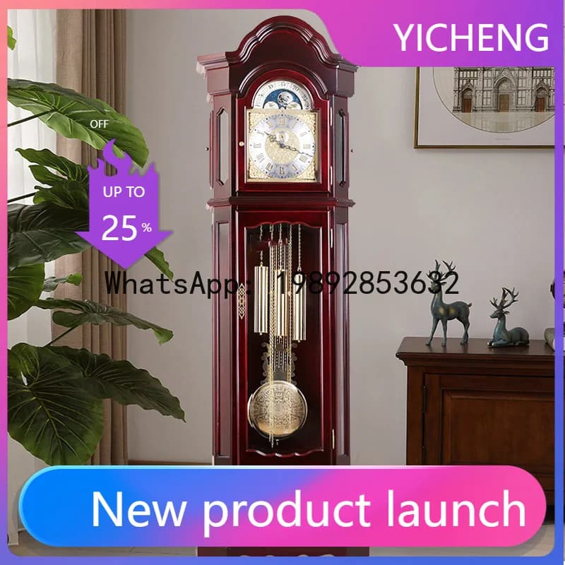 Hys solid wood mechanical chinoiserieretro living room european floor clock living room pendulum clock