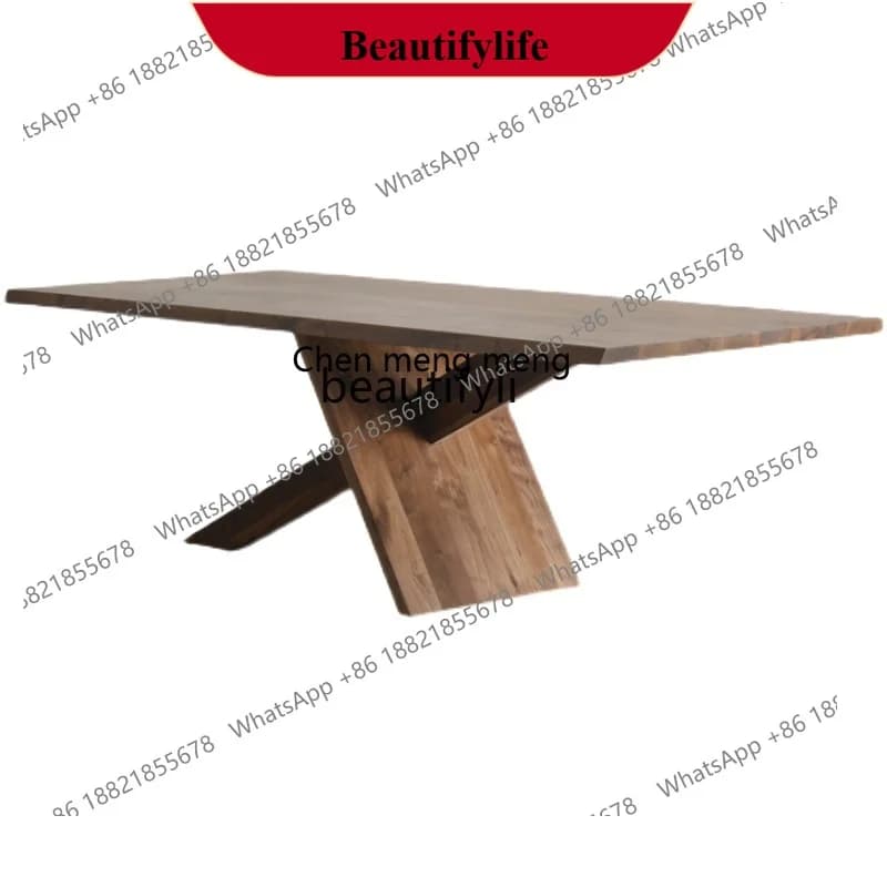 z183 North American black walnut dining table, all solid wood rectangular workbench, modern simple log long table