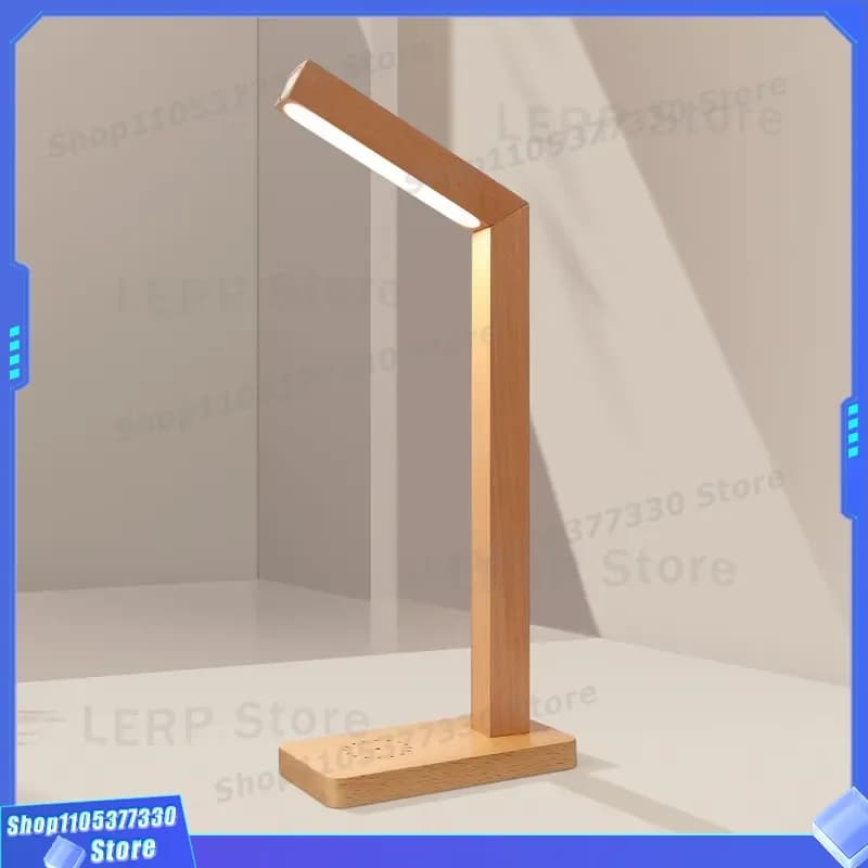 Log Oujian Magnetic Desk Lamp with Wireless Phone Charging Bedside Night Light for Study Bedroom Wall Mount LED Reading