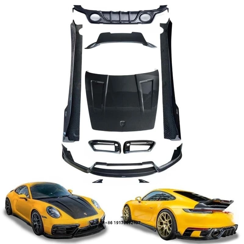CMST Dry Carbon Fiber Body Kit 911 992 Upgrade CMST Style Auto Parts Front Lip Rear Diffuser Side Skirts Hood Tuyere