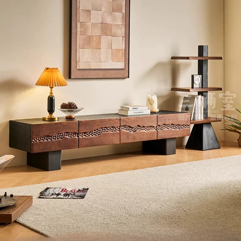 Unique Natural Design Tv Cabinet Decoration Vintage Indoor Mid Century Tv Stand Space Saving Wooden Tv Kast Meubels Furniture