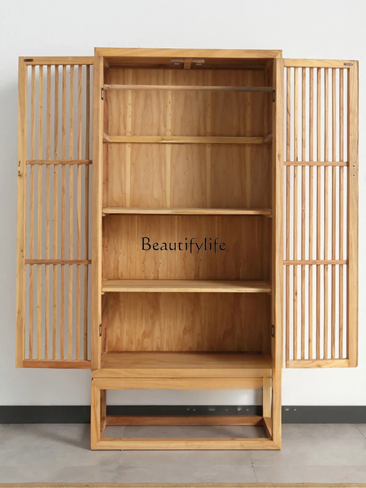 01New Chinese Zen Ming and Qing modern log old elm bookcase