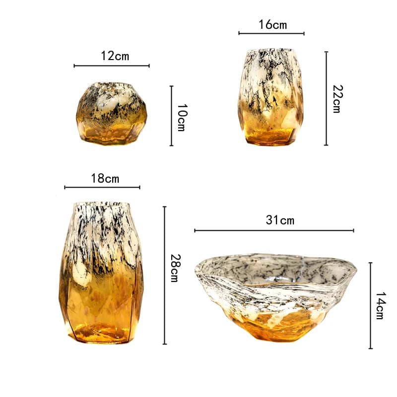 k%#Glass Vase Irregular Gradients Speckled Black Glass Bottle Fruit Bowl Desktop Organization Terrarium Vases Pots