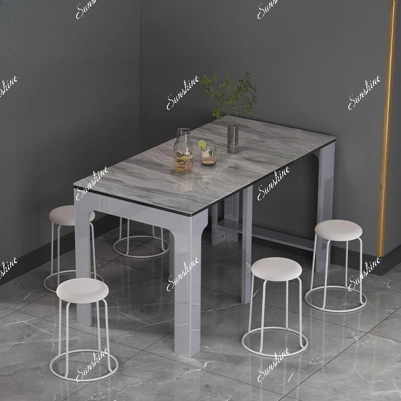 Modern simple household small apartment bright paint solid wood light luxury dining table