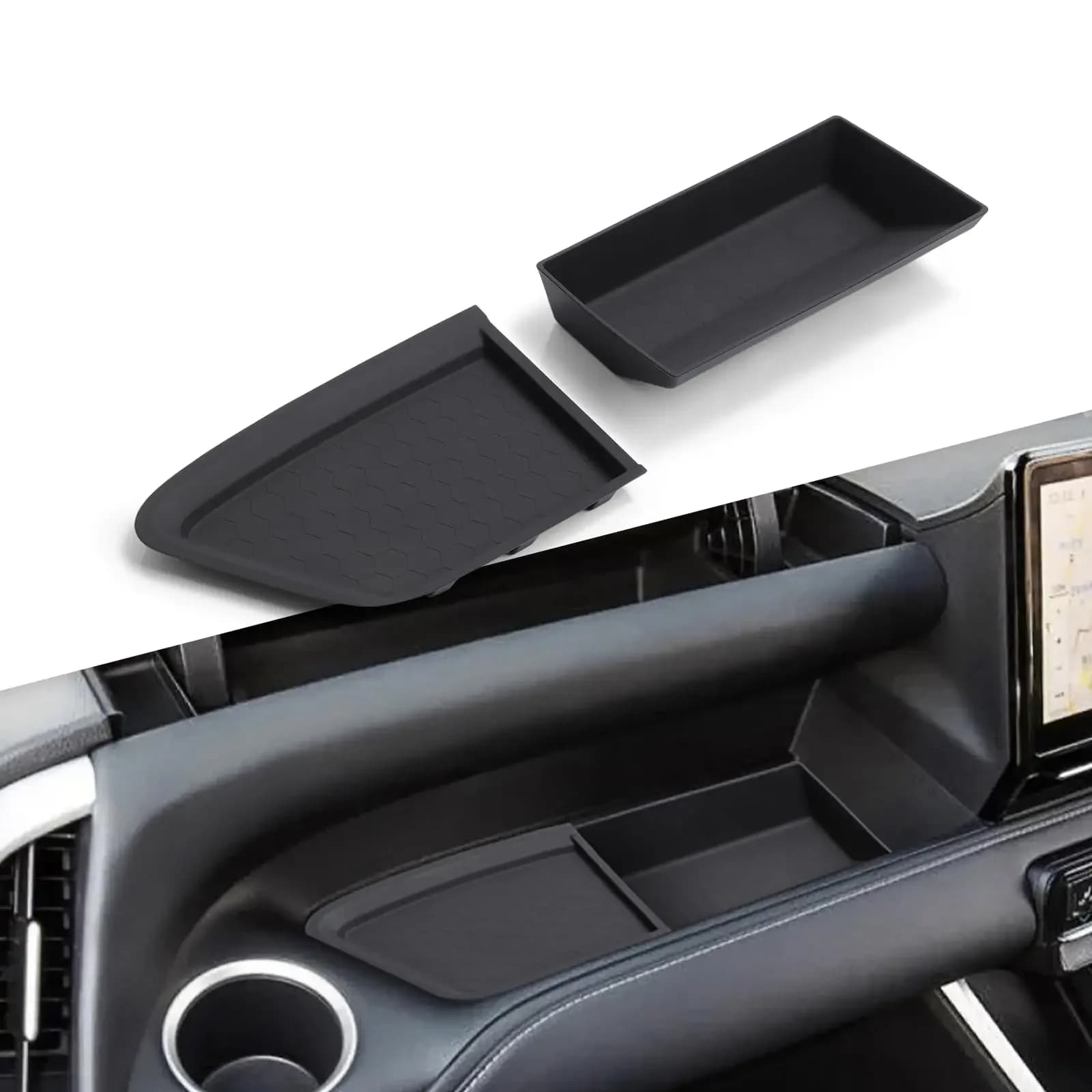 For Toyota Voxy 90 2022-2024 Silicone Co-pilot Dashboard Storage Box Tray Organizer Car Interior Accessories Black
