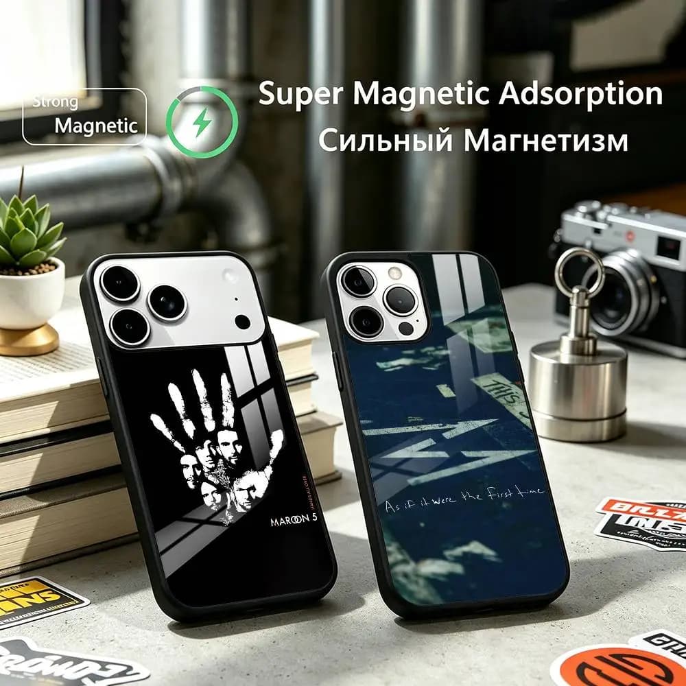 Maroon-N 5 Popular Band Phone Case For iPhone17,16,15,14,13,12 Plus,Pro Compatible with magnetic wireless charging