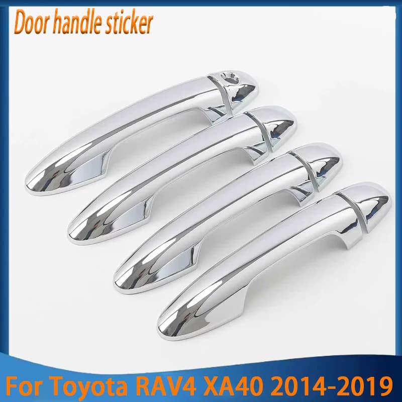 Chrome Car Door Handle Bowl Cover Decor Trim Sticker Styling Accessories For Toyota RAV4 XA40 2014-2019