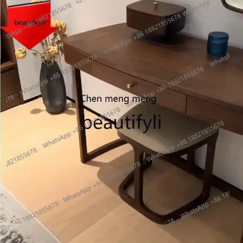 C32 New Chinese-style North American black walnut dresser combination villa B & B modern simple dressing table makeup stool