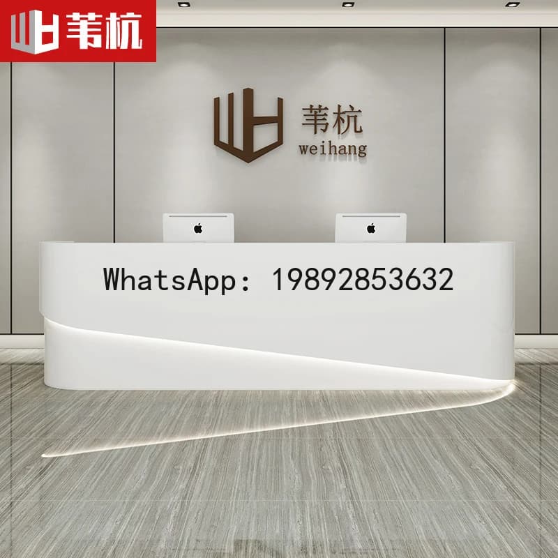 YFY Painted Front   Reception  Curved Beauty Salon Cashier  Store Counter Company Information Desk