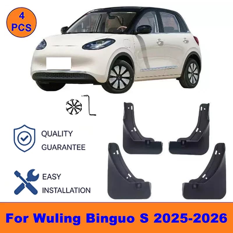 4Pcs Mud Flaps For Wuling Binguo S 2025-2026 - Splash Guards Front&Rear Wheel Fender Mudguards Car Exterior Protection Accessory