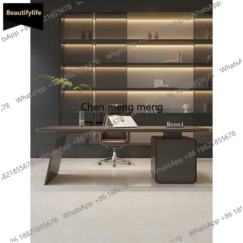 J132 Italian minimalist light luxury solid wood desk, living room, high-end office workbench, computer desk