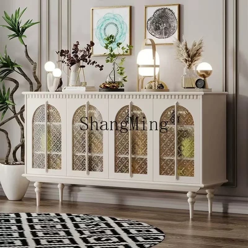 SM entrance cabinet retro solid wood storage decoration high-end living room light luxury dining side cabinet