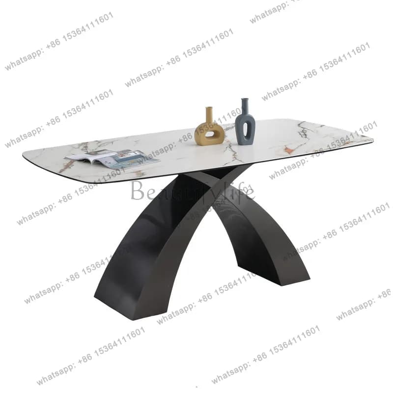 Italian light luxury dining table Pandora rock slab dining table household composite tempered