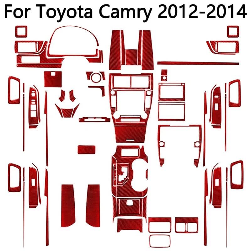 For Toyota Camry 2012 2013 2014 Carbon Fiber Material Red Stickers Cover Trim Car Interior Decorative Accessories