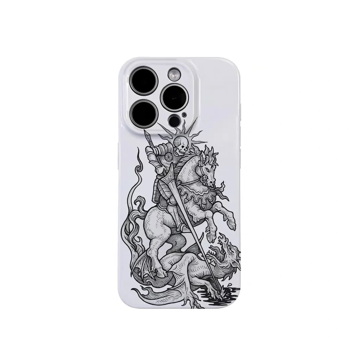 Pencil Drawing of Skeleton Knight Case for IPHONE 17 16ProMax 15 14 13 12 11PRO Plus Acrylic TPU Two in One Magnetic Phone Cases