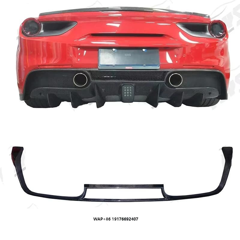 Carbon Fiber Rear Bumper Spoiler Wing Trim Fit for 488 GTB Rear Diffuser in Stock