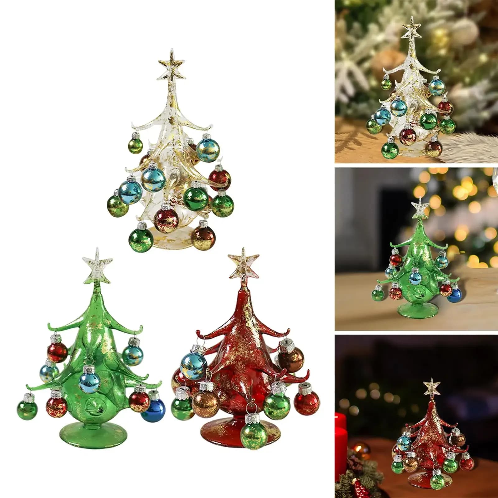 Christmas Tree Children's Handmade DIY Stereo Glass Christmas Tree Scene Layout Christmas Decorations Ornaments Hot