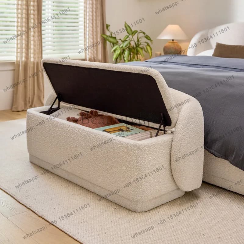 French medieval lamb wool storage bedside stool Nordic modern light luxury shoe changing stool