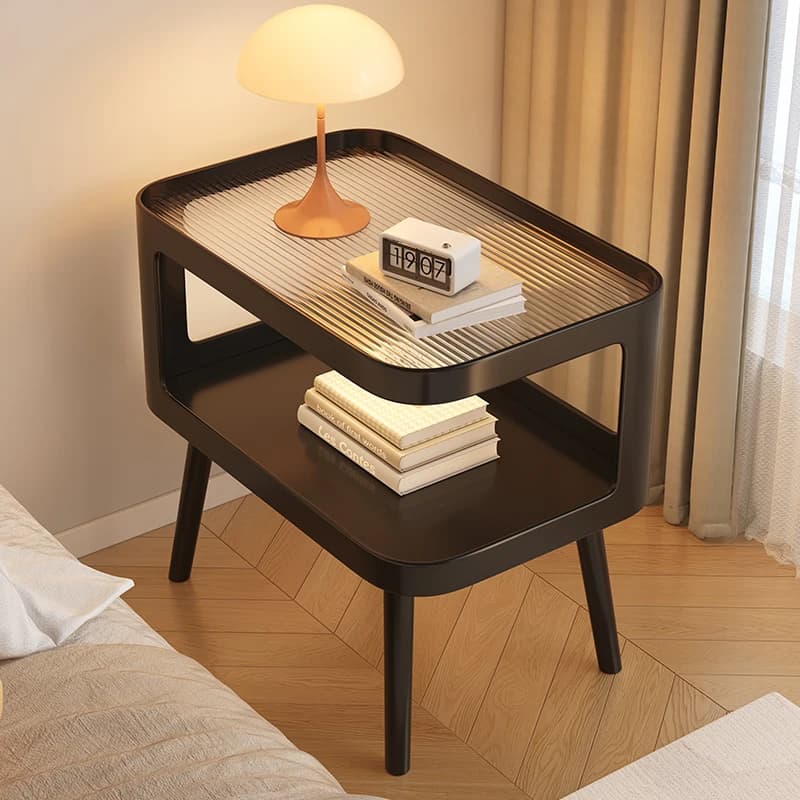 PYH bedside table household bedroom small bedside storage narrow side wrought iron cream wind rack