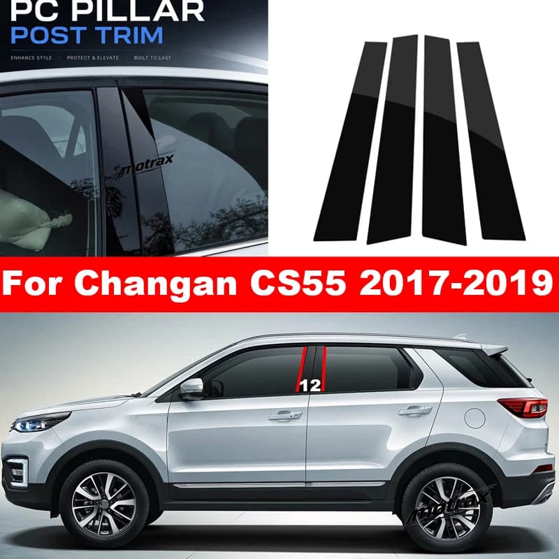 Car Window Door Column B C Pillar Post Cover for Changan CS55 2017 2018 2019 Glossy Trim Protective PC Sticker Accessories