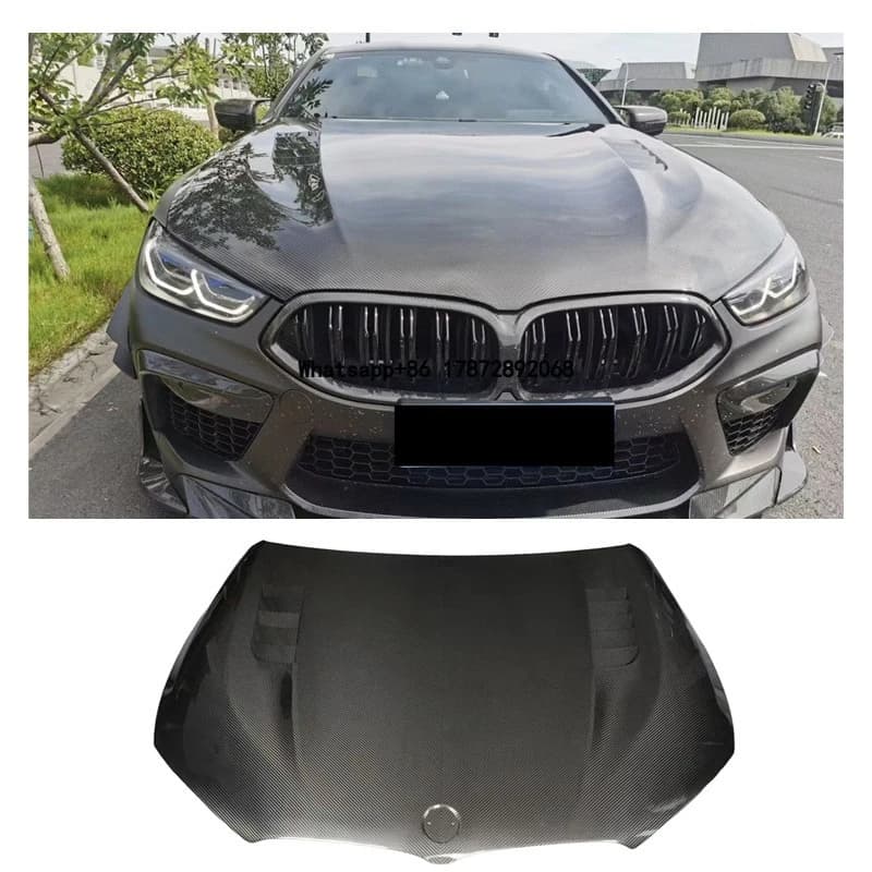 Dry Carbon Fiber Front Hood Diffuser  V Style Carbon Hood for  8 Series M8 F91 F92 F93 Forge  Carbon Fiber Car Auto Parts