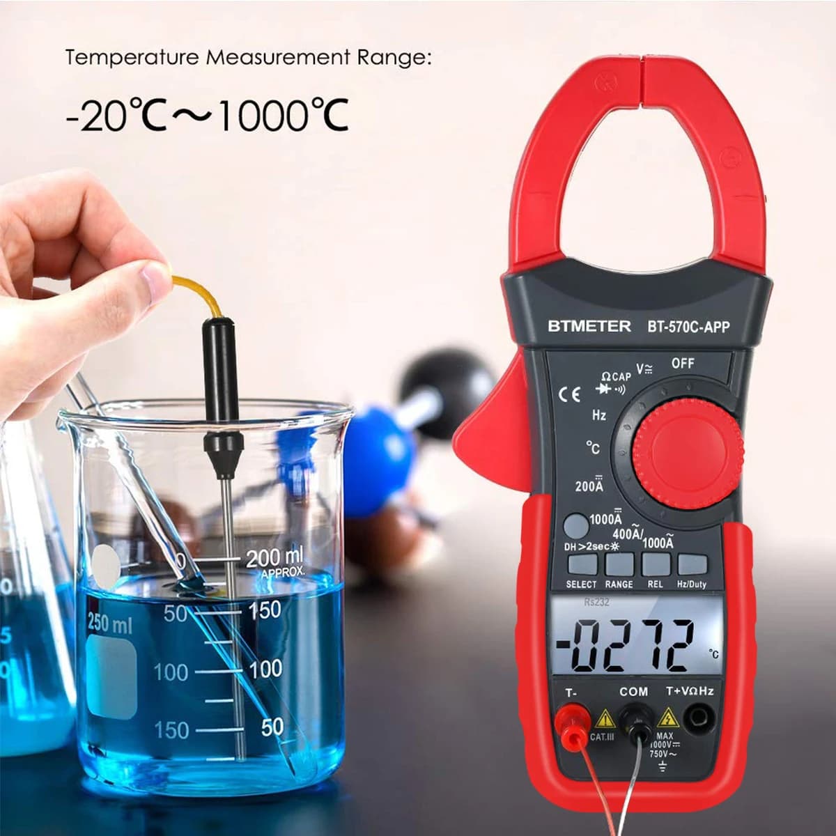 HoldPeak Bluetooth Clamp Meter 570C AC DC Current Clamp Multimeter 4000Counts Auto Range True RMS for Electrical Industrial HVAC