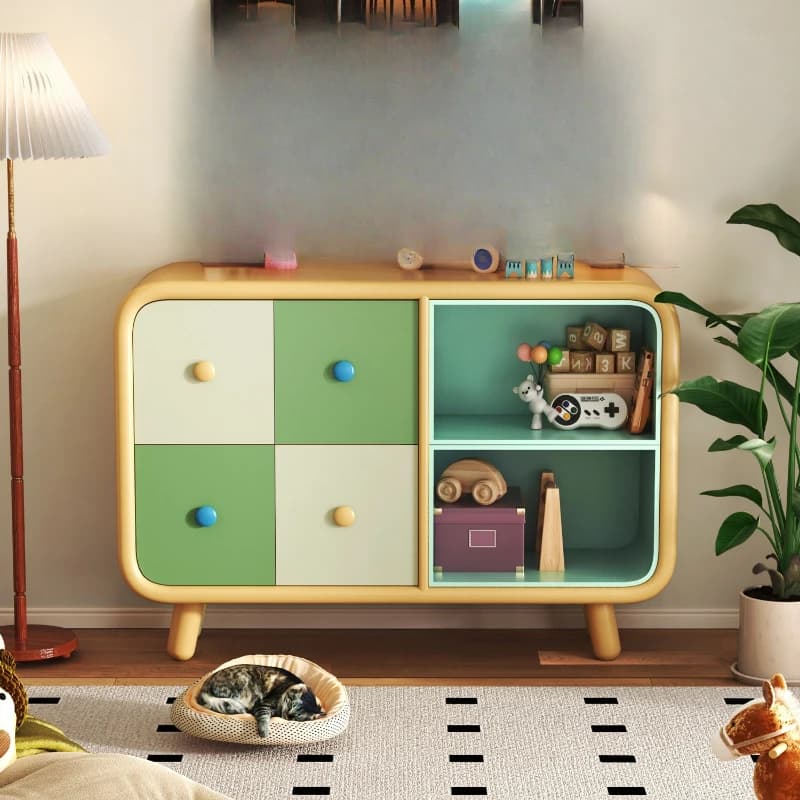 French entrance cabinet, simple dopamine living room storage cabinet, color contrasting decorative cabinet, cream wind locker