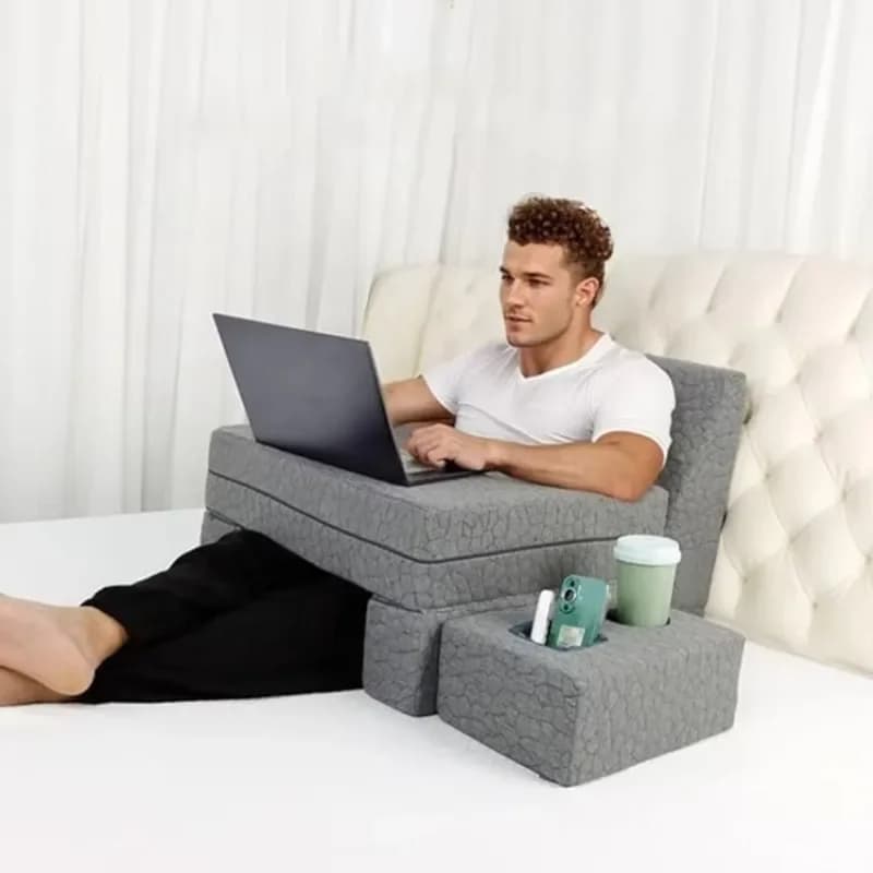 Adult height adjustable reading large armrest pillow game foldable lap desk work pillow