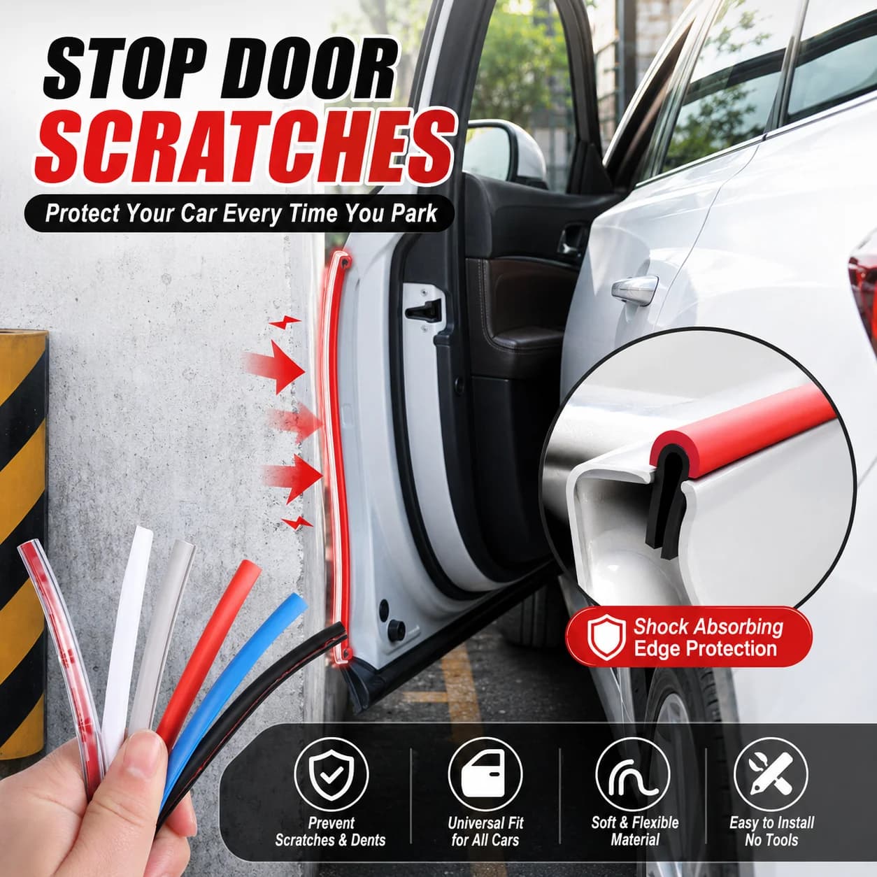 Car Door Anti Collision Strip U Type Universal Car Door Protection Edge Protector Styling Moulding Strip Rubber Scratch Bumber