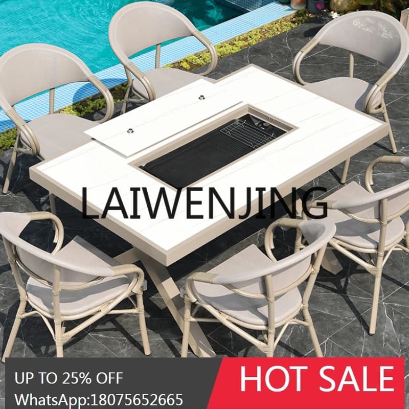 RWJ Outdoor Leisure North Aluminum Alloy Barbecue Oven Courtyard Villa Teslin Table and Chair
