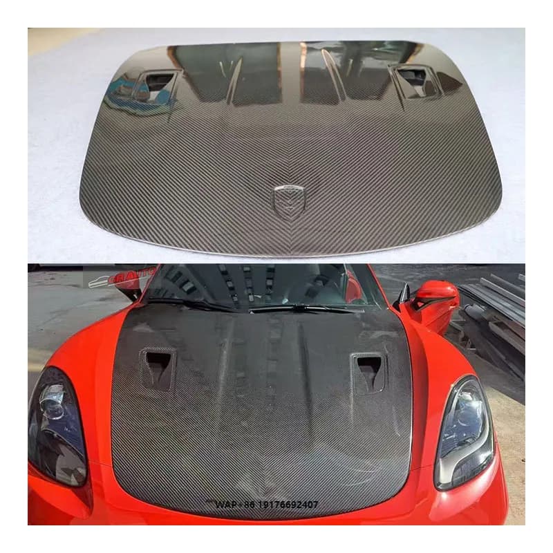 New for 718 Cayman Boxster 2016 Dry Carbon Bumper with Exhaust Cut-Outs Bolt-On Universal Fitment