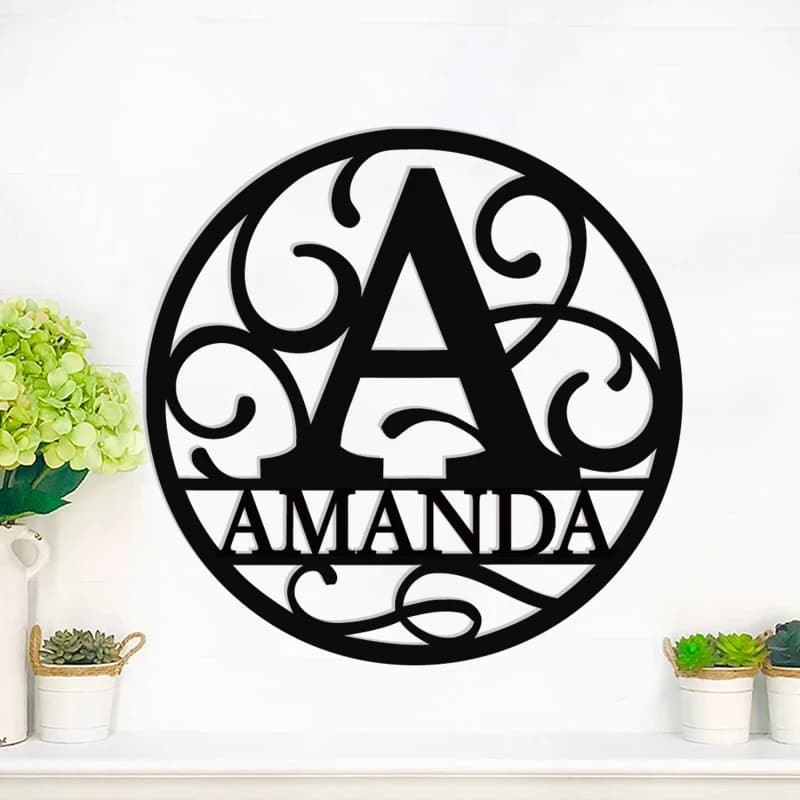 Personalized Acrylic Name Sign Custom Name Sign with Family Acrylic Wall Decoration Front Door Hanger Round Acrylic Sign