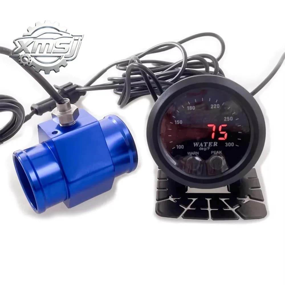 Medidor temperatura l agua LED rojo digital 12 V y 52 mm (32-212 ° F/0-100 ° C) - Con sensor 1/8NPT y adaptador tubo sellado