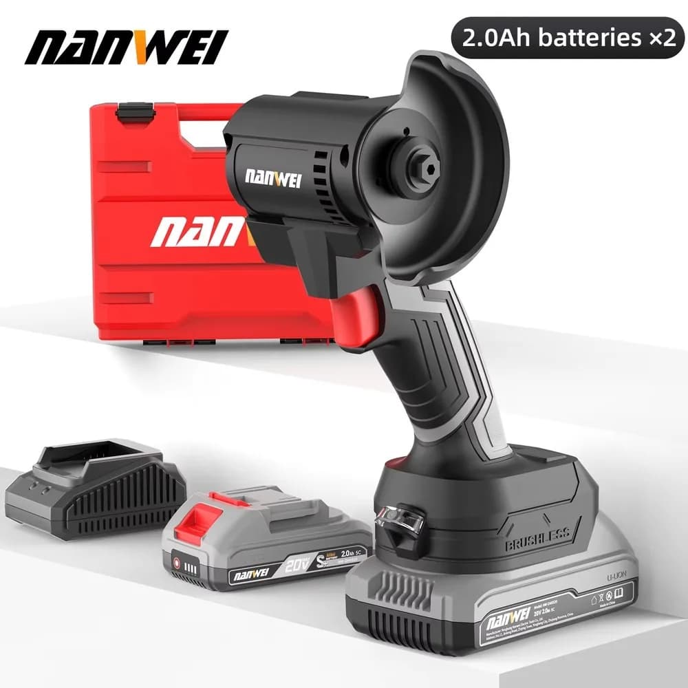 20V Cordless Angle Grinder 85mm Trigger Slide Switch M5 Spindle Battery Powered Electric Tool for Cutting Grinding DIY