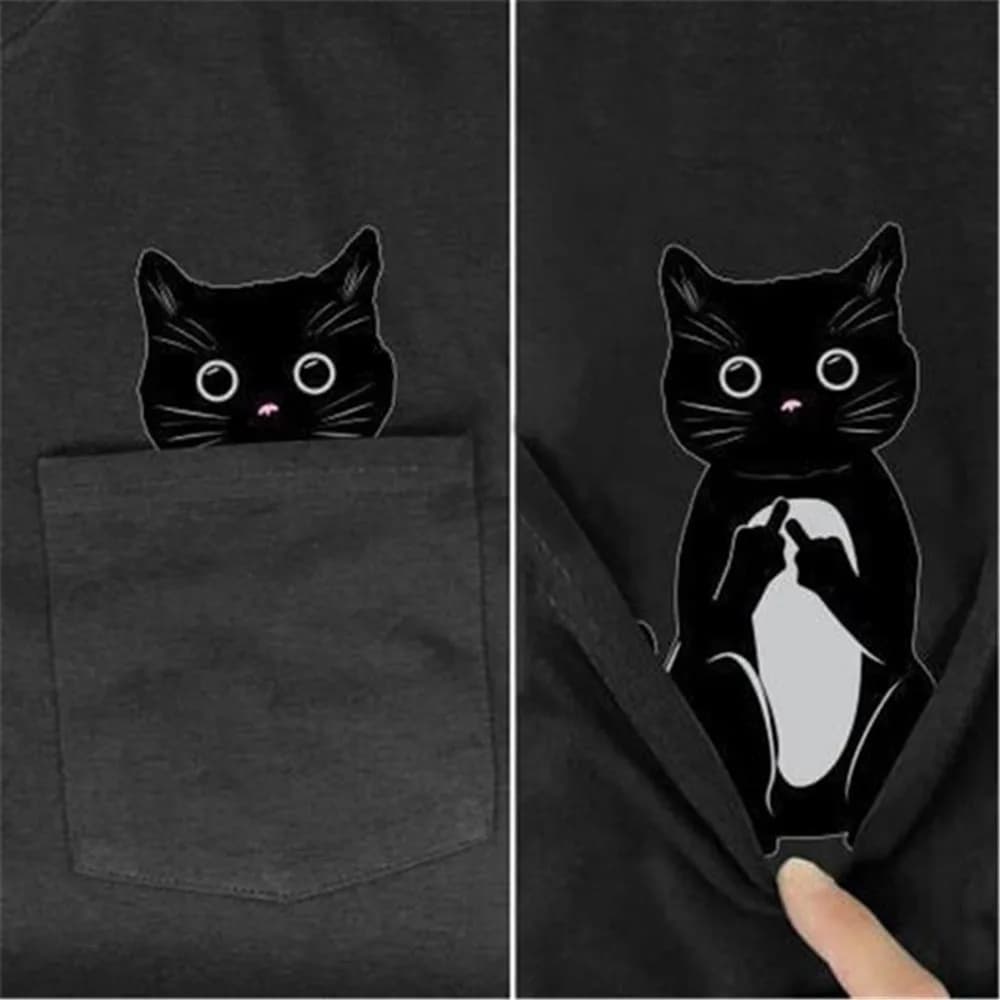CLOOCL New Fashion Animals Cat Dog Pocket T-shirt Funny Harajuku Men Women Summer Casual Cotton Tee Short Sleeve Shirts S-7XL