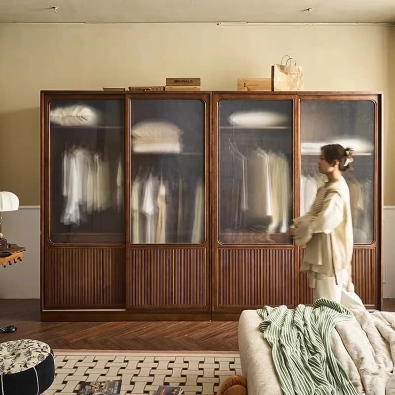 Household sliding door sliding door wardrobe combination bedroom antique storage locker