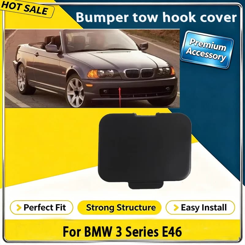 For BMW 3 Series E46 Coupe Cabrio 1998 2006 Front Bumper Tow Hook Cover Towing Eye Flap OE 51117173750