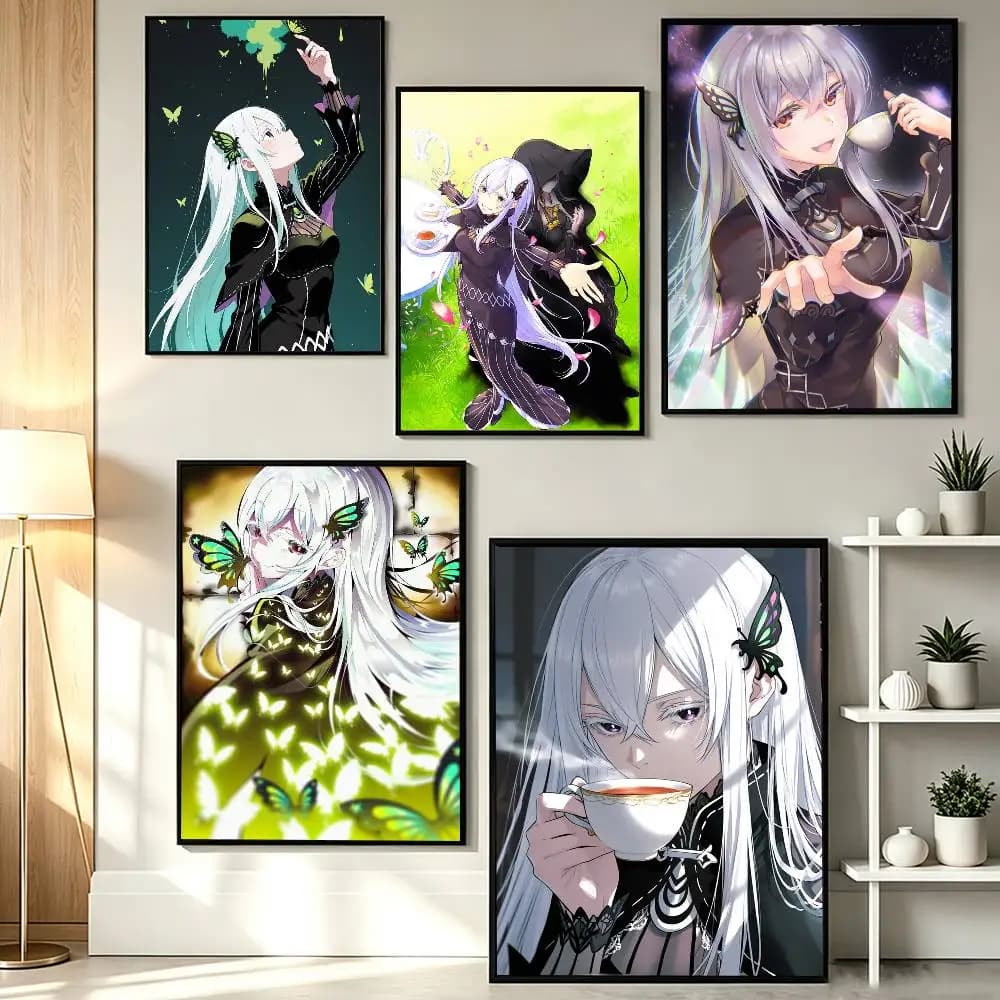 White-Haired Witch ReZero Echidna Poster HD Self Adhesive Waterproof Wall Art Ideal for Home Office Dorm Gift