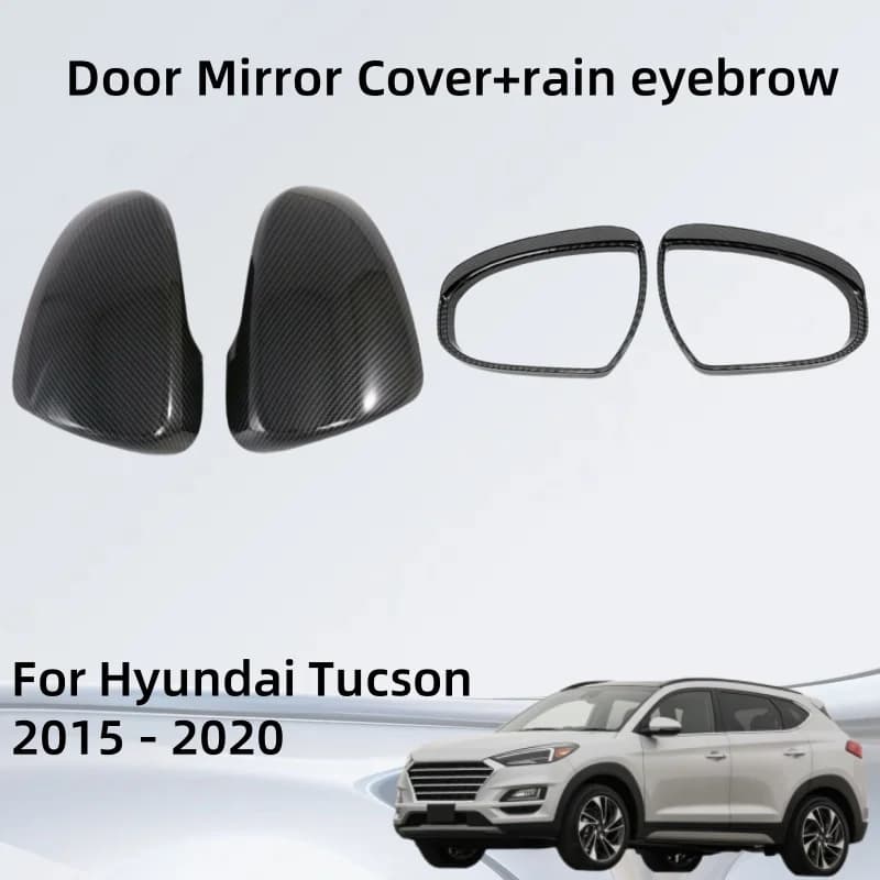 For Hyundai Tucson 2015 2016 2017 2018 2019 2020 Door Mirror Cover+rain eyebrow Car Accessories Exterior Components Decorate