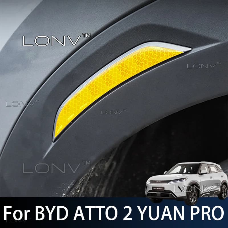 For BYD ATTO 2 YUAN PRO DMI EV 2026 2027 Car Wheel Brow Reflective Sticker Wheel Front Bar Body Warning Sticker Accessories