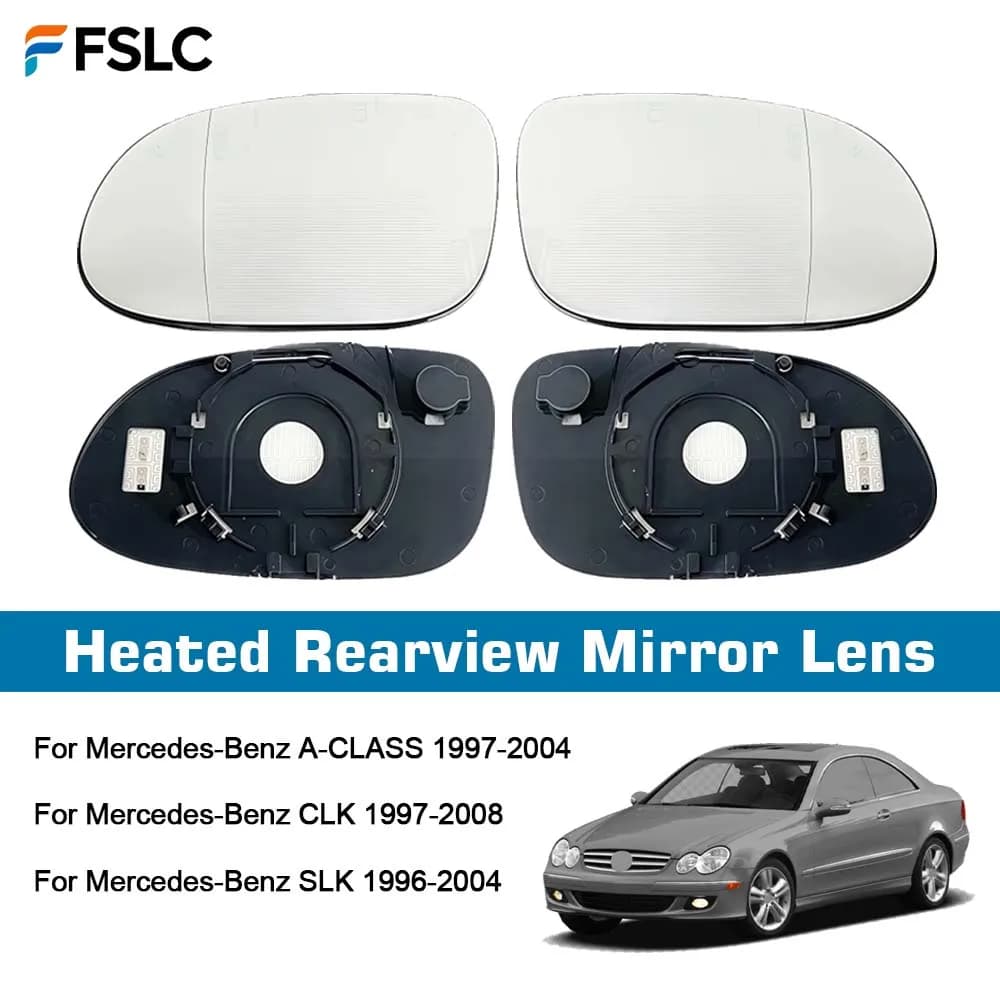 ⭐Genuine⭐ Car Wide Angle Heated Rearview Mirror Lens For Mercedes-Benz A-CLASS 1997-2004/CLK 1997-2008/SLK 1996-2004 Replace