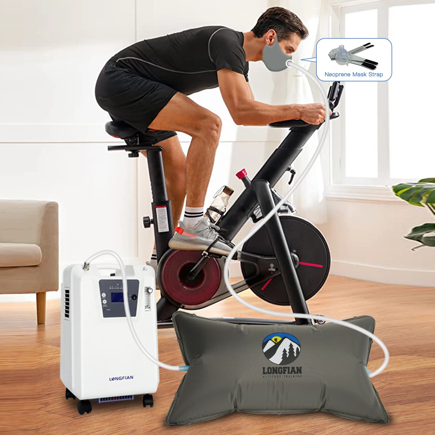 White Hypoxic Generator with Mask & Reservoir Bag for High Altitude & Fitness Training