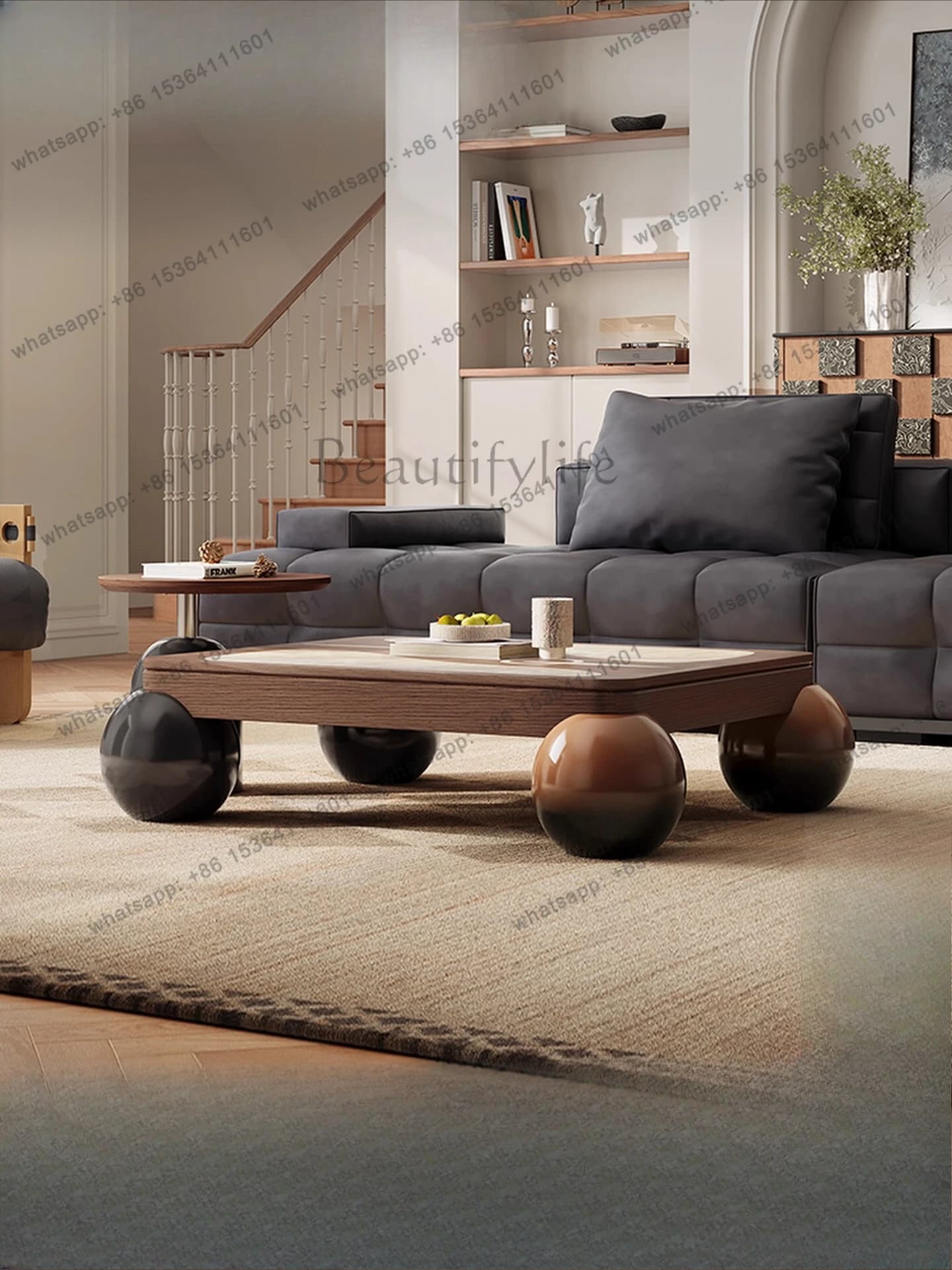Italian minimalist coffee table combination living room household antique small apartment coffee table