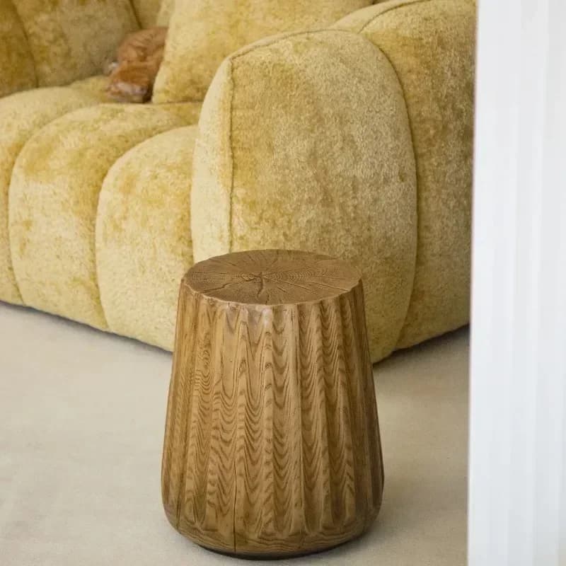 DSA  Modern Imitation Wood Grain Edge Few B & B Simple Round Sofa Side Table Decoration Storage Table Corner FewDecoration