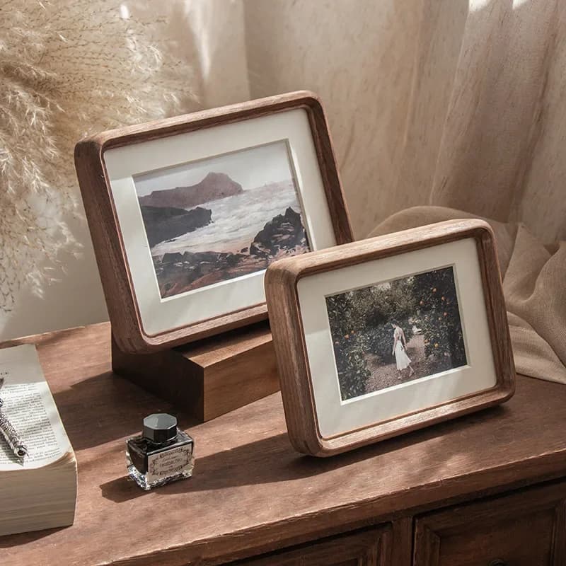 Solid Wood Photo Frame Mortise and Tenon Joint Design,High-grade Walnut and Teak Round Corner 6-10inch A4 Wedding Picture Frame