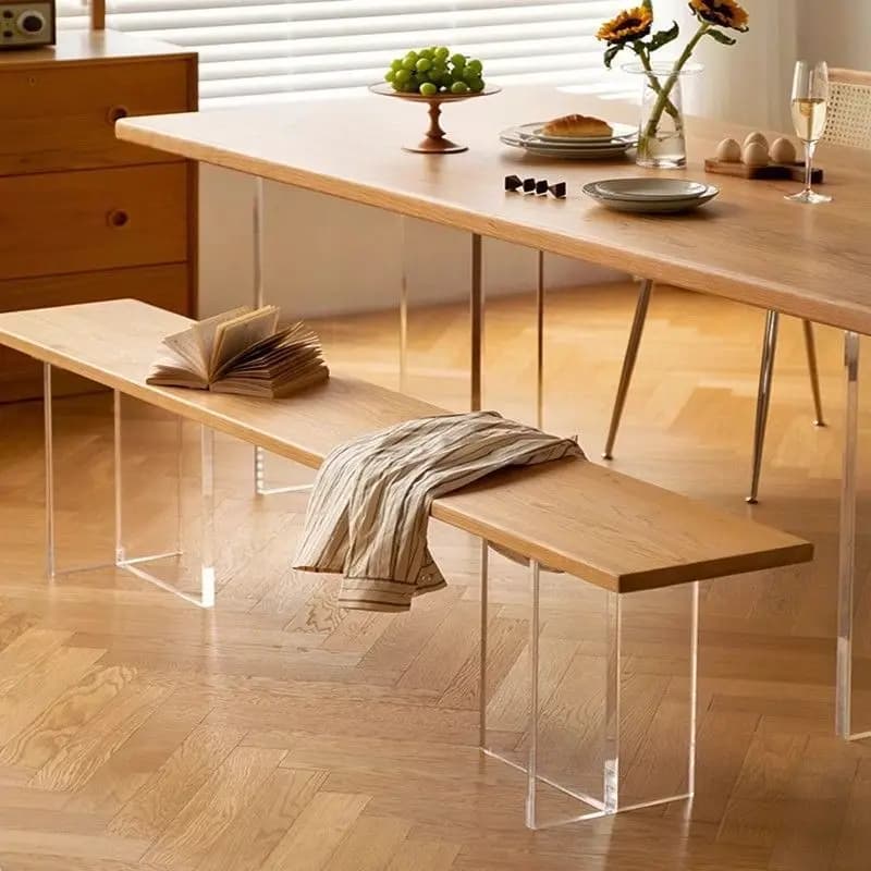 Acrylic transparent solid wood dining bench suspension door chair into the living room simple wear shoes long stool chair