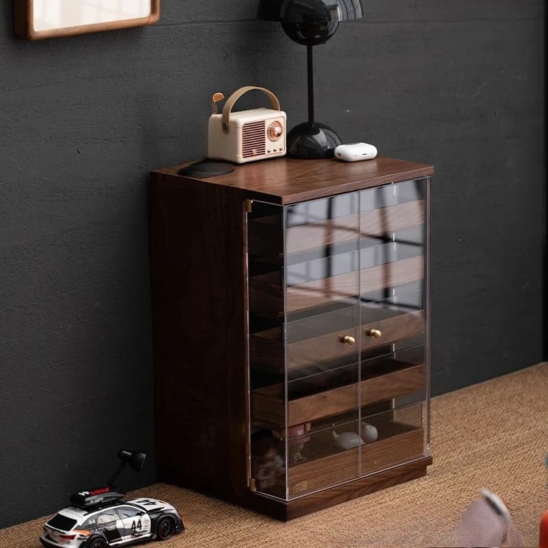 Walnut dental cabinet Wenwan bracelet teapot teacup figure multi-layer dust storage cabinet