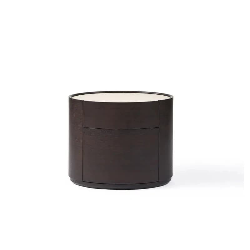 Italian minimalist solid wood bedside tle smoky color small apartment modern oval er high-end