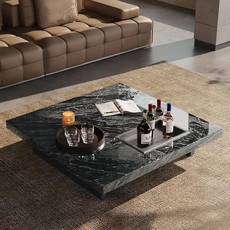 Square Top Room Coffee Table Portable Metal Black Gold Round White Lift Nesting Oak Coffee Table Mesa De Sala Luxury Furniture