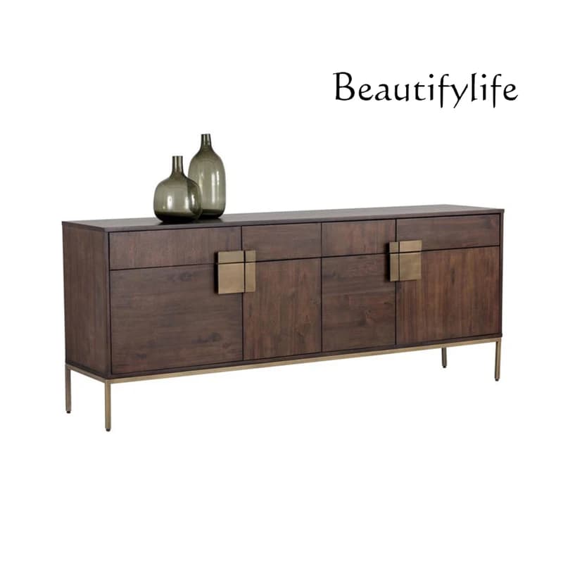 American modern simple side cabinet solid wood light luxury design creative restaurant home hotel